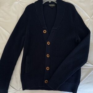 Express Men's Dark Blue Cardigan with Wooden Buttons